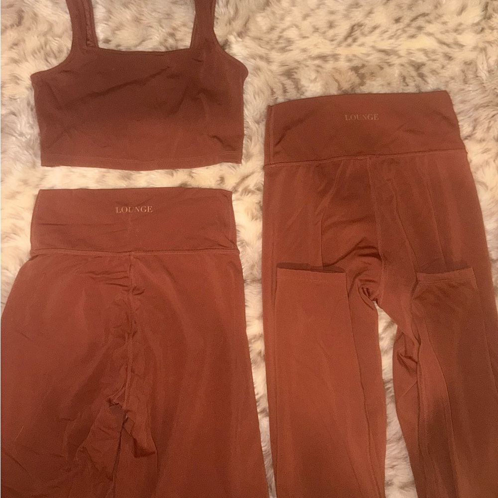 Lounge Underwear 3-Piece Activewear Set (S) - Bra, Leggings & Biker Shorts